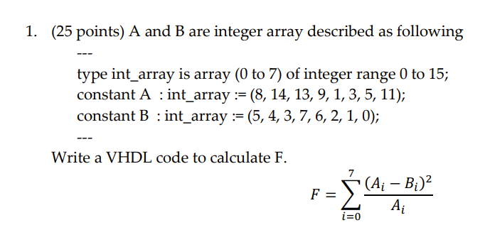 Please Answer In Vhdl Code Format 1