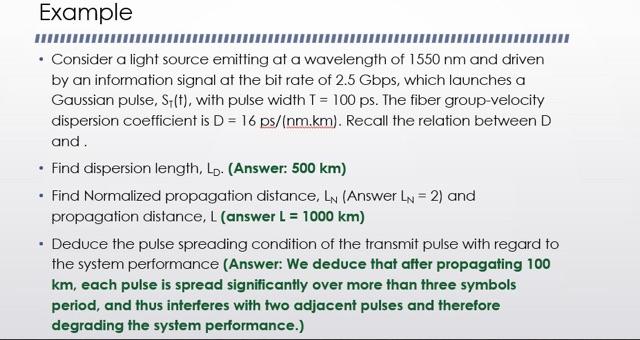 Example Consider A Light Source Emitting At A Wavelength Of 1550 Nm And Driven By An Information Signal At The Bit Rat 1