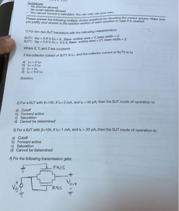 Guidelines No Phones Allowed No Smart Tablets Allowed You Cannot Borrow A Calculator You Can Only Use Your Own Panow 1