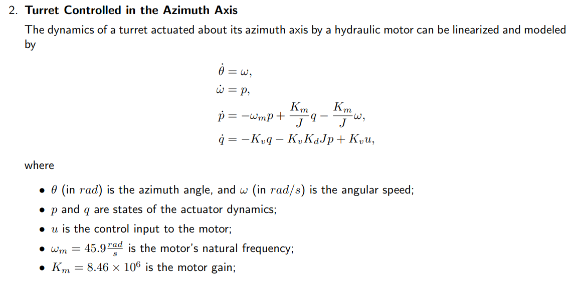 2 Turret Controlled In The Azimuth Axis The Dynamics Of A Turret Actuated About Its Azimuth Axis By A Hydraulic Motor C 1