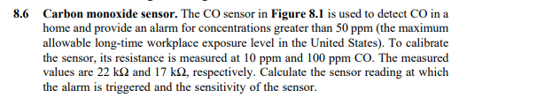 3 6 Carbon Monoxide Sensor The Co Sensor In Figure 8 1 Is Used To Detect Co In A Home And Provide An Alarm For Concentr 1