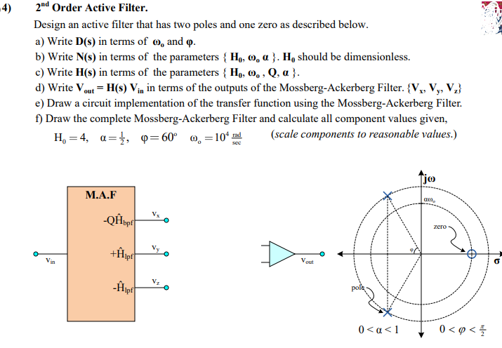 4 2nd Order Active Filter Design An Active Filter That Has Two Poles And One Zero As Described Below A Write D S In 1