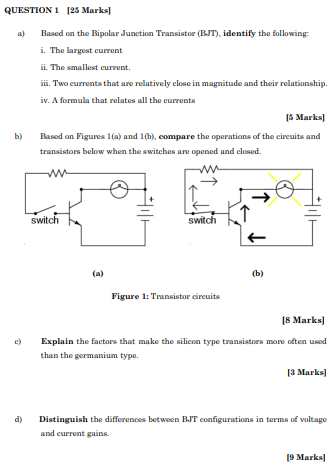 Question 1 2s Marlis A Based On The Ibipolar Junction Transistor Iejt Identify The Following I The Largest Curre 1