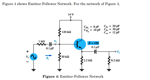 Figure 4 Shows Emitter Follower Network For The Network Of Figure 4 Figure 4 Emitter Follower Network A Determine Re 1
