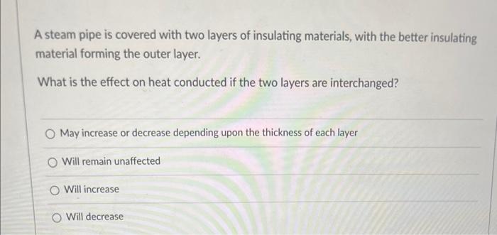 A Steam Pipe Is Covered With Two Layers Of Insulating Materials With The Better Insulating Material Forming The Outer L 1