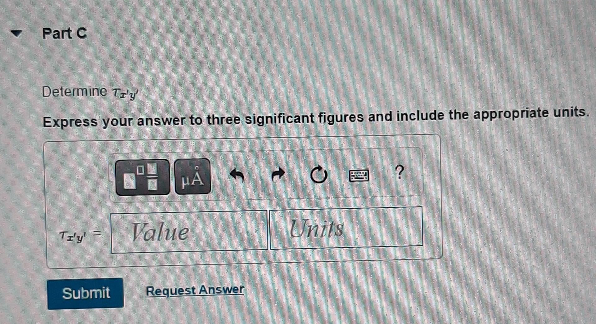 Determine The Equivalent State Of Stress On An Element At The Same Point Oriented 30 Counterclockwise With Respect To T 2