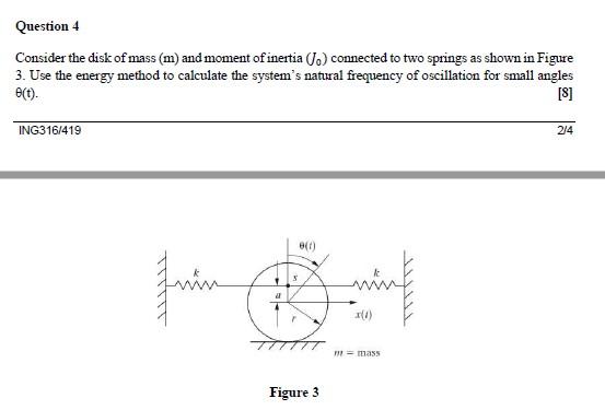 Subject Mechanical Vibrations Please Make Use Of Own Work And Do Not Copy Already Answered Questions On Chegg Thank Y 1