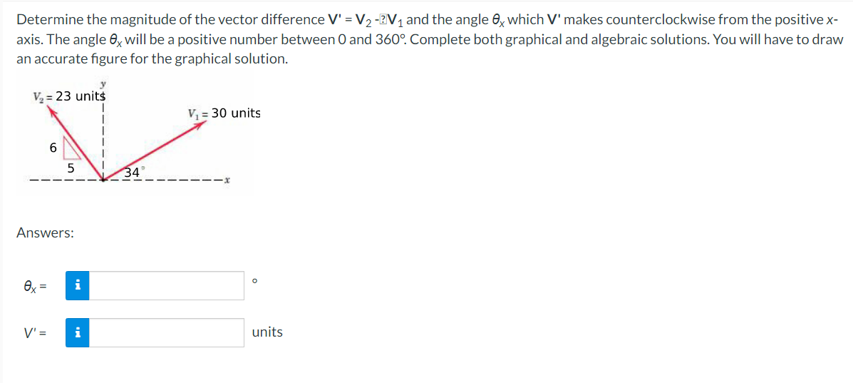 Determine The Magnitude Of The Vector Difference V V V And The Angle 0x Which V Makes Counterclockwise From The 1