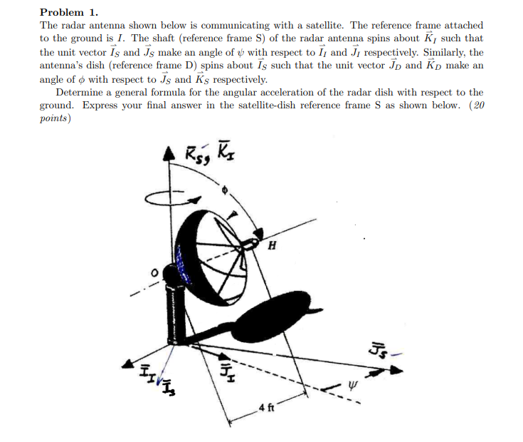 Problem 1 The Radar Antenna Shown Below Is Communicating With A Satellite The Reference Frame Attached To The Ground I 1