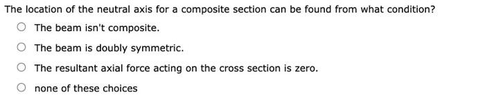 The Location Of The Neutral Axis For A Composite Section Can Be Found From What Condition The Beam Isn T Composite The 1