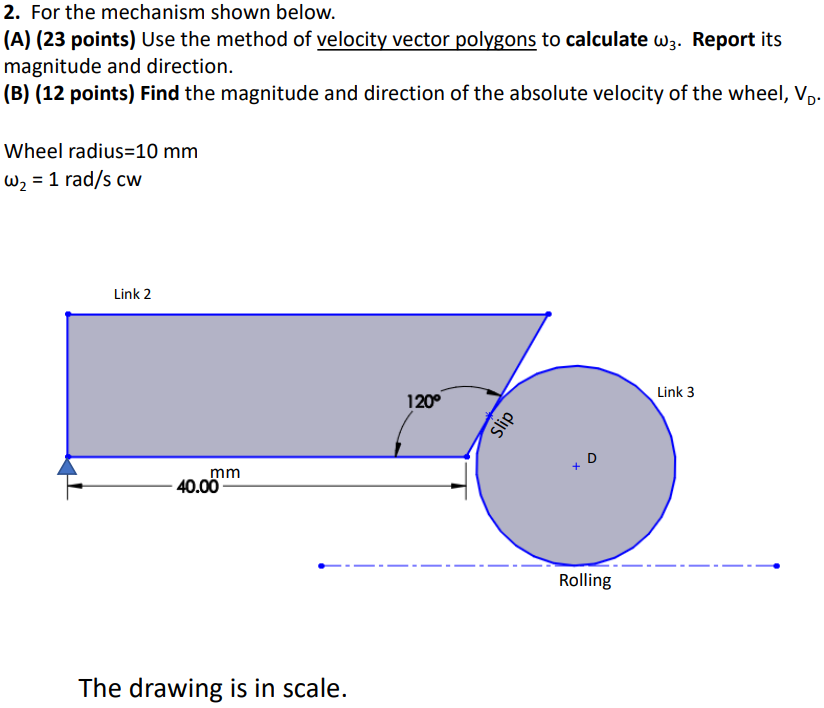 2 For The Mechanism Shown Below A 23 Points Use The Method Of Velocity Vector Polygons To Calculate W3 Report Its 1