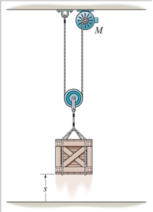 The 100kg Crate Is Hoisted By The Motor M The Motor S Pulley Has A Radius Of 4cm How Long Does It Take To Lift The Cra 1