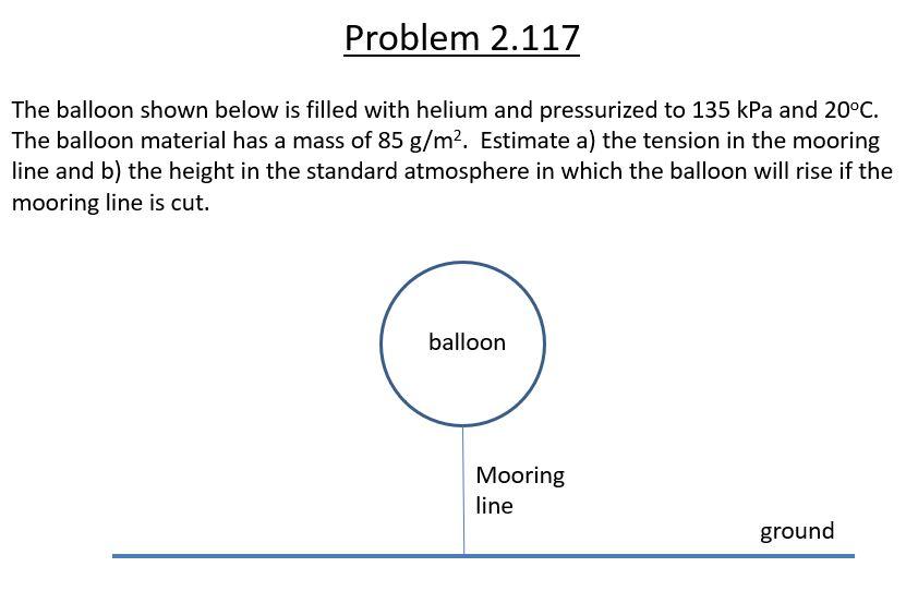 Problem 2 117 The Balloon Shown Below Is Filled With Helium And Pressurized To 135 Kpa And 20 C The Balloon Material Ha 1