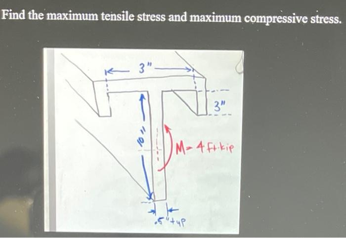 Find The Maximum Tensile Stress And Maximum Compressive Stress 3 3 M 4 Ft Kip 5 Typ 1