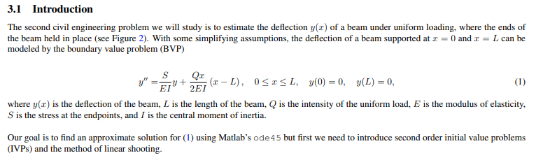 3 1 Introduction The Second Civil Engineering Problem We Will Study Is To Estimate The Deflection Y X Of A Beam Under U 1