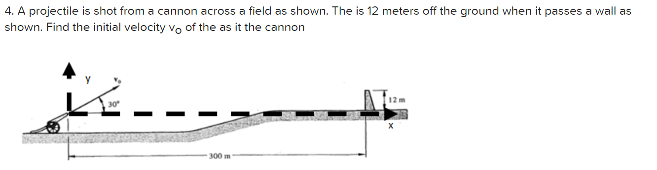 4 A Projectile Is Shot From A Cannon Across A Field As Shown The Is 12 Meters Off The Ground When It Passes A Wall As 1
