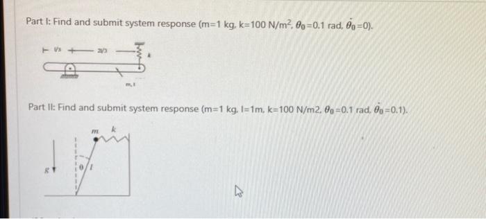 Part 1 Find And Submit System Response M 1 Kg K 100 N M 00 0 1 Rad 00 0 Tv S 1 Ple Part Ii Find And Submit Syst 1