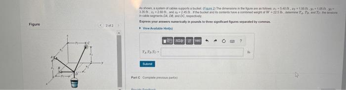 Figure 2012 As Shown A System Of Cables Supports A Bucket Figure 2 The Dimensions In The Figure Are As Follows5 40ft 1