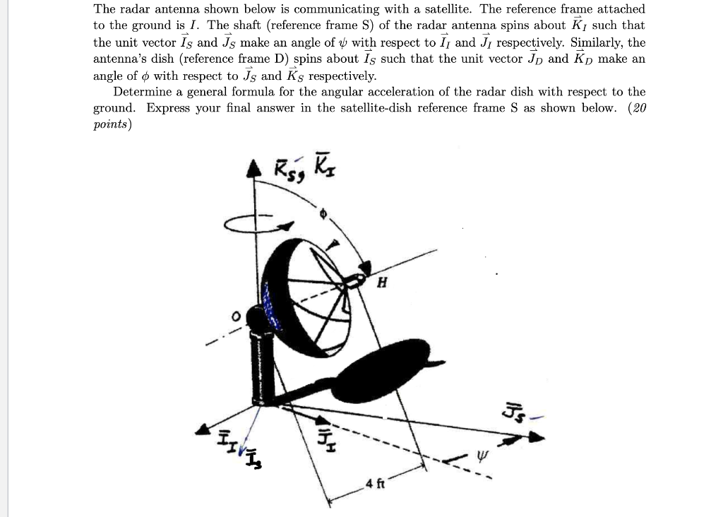 The Radar Antenna Shown Below Is Communicating With A Satellite The Reference Frame Attached To The Ground Is I The Sh 1