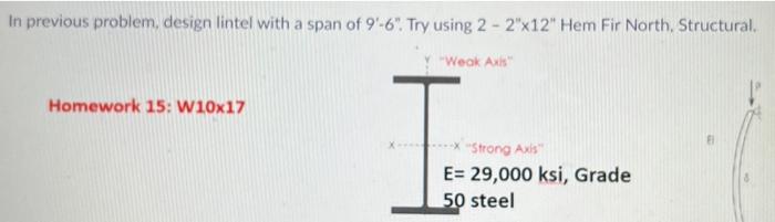 In Previous Problem Design Lintel With A Span Of 9 6 Try Using 2 2 X12 Hem Fir North Structural Weak Axis Hom 1