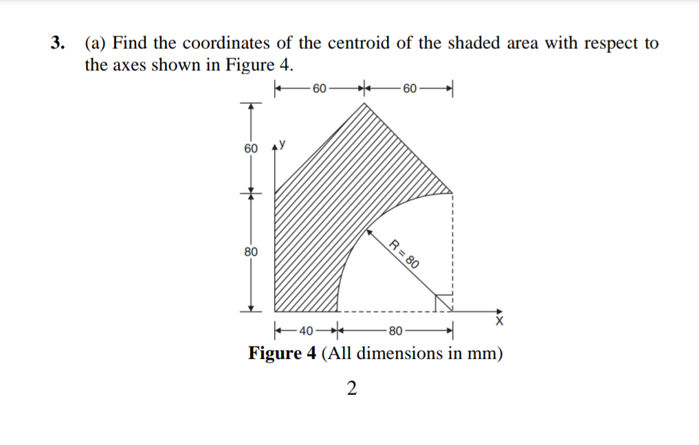 A Find The Coordinates Of The Centroid Of The Shaded Area With Respect To The Axes Shown In Figure 4 1
