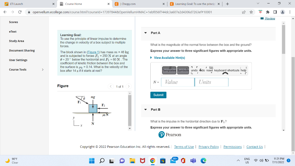What Is The Impulse In The Horizontal Direction Due To F1 Express Your Answer To Three Significant Figures With Appro 1