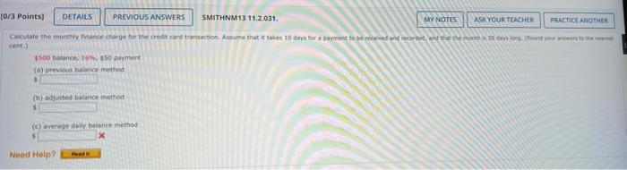 0 3 Points Details Previous Answers Smithnm13 11 2 031 My Notes Ask Your Teacher Practice Another Calculate The Month 1