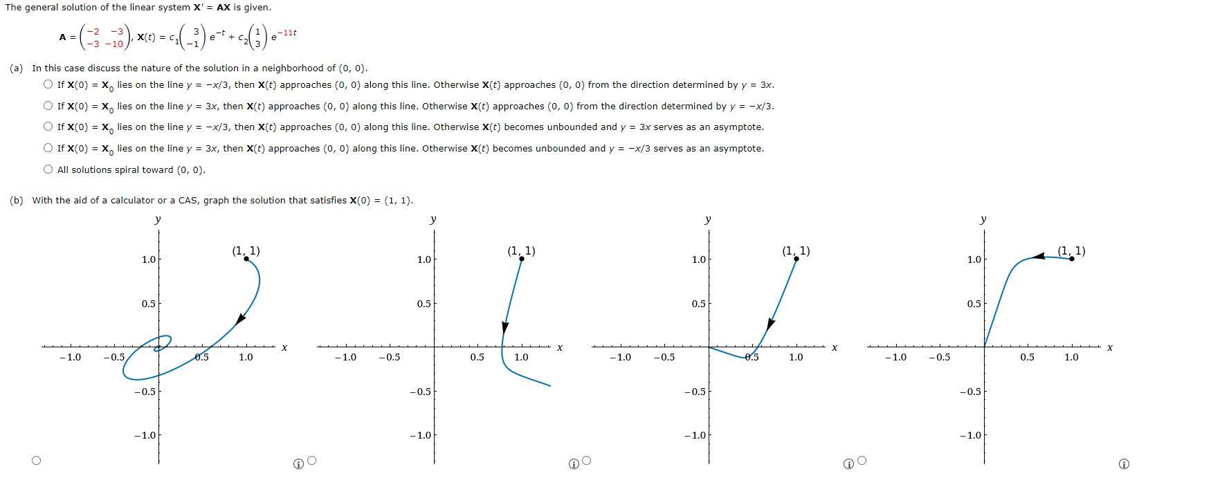 The General Solution Of The Linear System X Ax Is Given 3 3 A 13 44 2 3 X T 1 Et E 1 3 E1 1