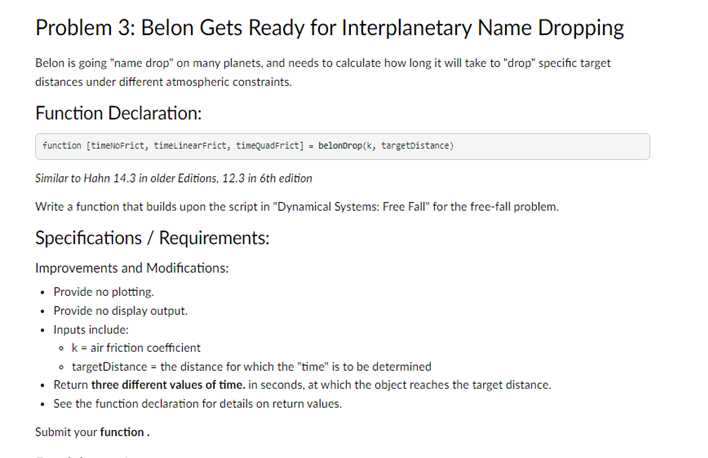 Problem 3 Belon Gets Ready For Interplanetary Name Dropping Belon Is Going Name Drop On Many Planets And Needs To Ca 1