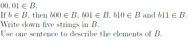 00 01 E B If B E B Then 600 E B 601 E B 610 E B And B11 E B Write Down Five Strings In B Use One Sentence To Descr 1