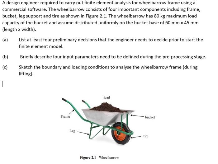 A A Design Engineer Required To Carry Out Finite Element Analysis For Wheelbarrow Frame Using A Commercial Software T 1