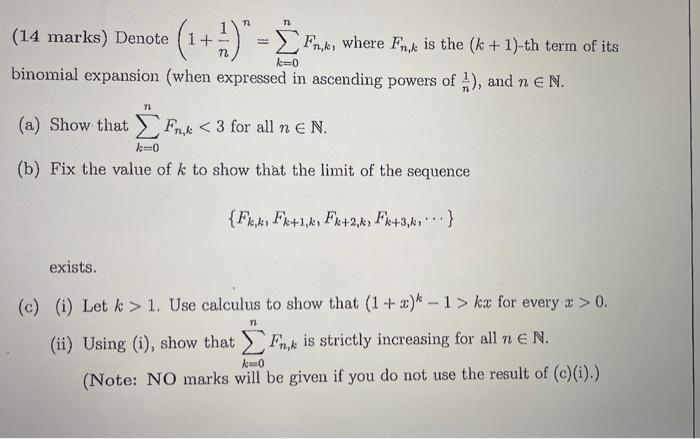 72 72 14 Marks Denote 1 Binomial Expansion When Expressed In Ascending Powers Of And N N 6 Z Fme Where F 1