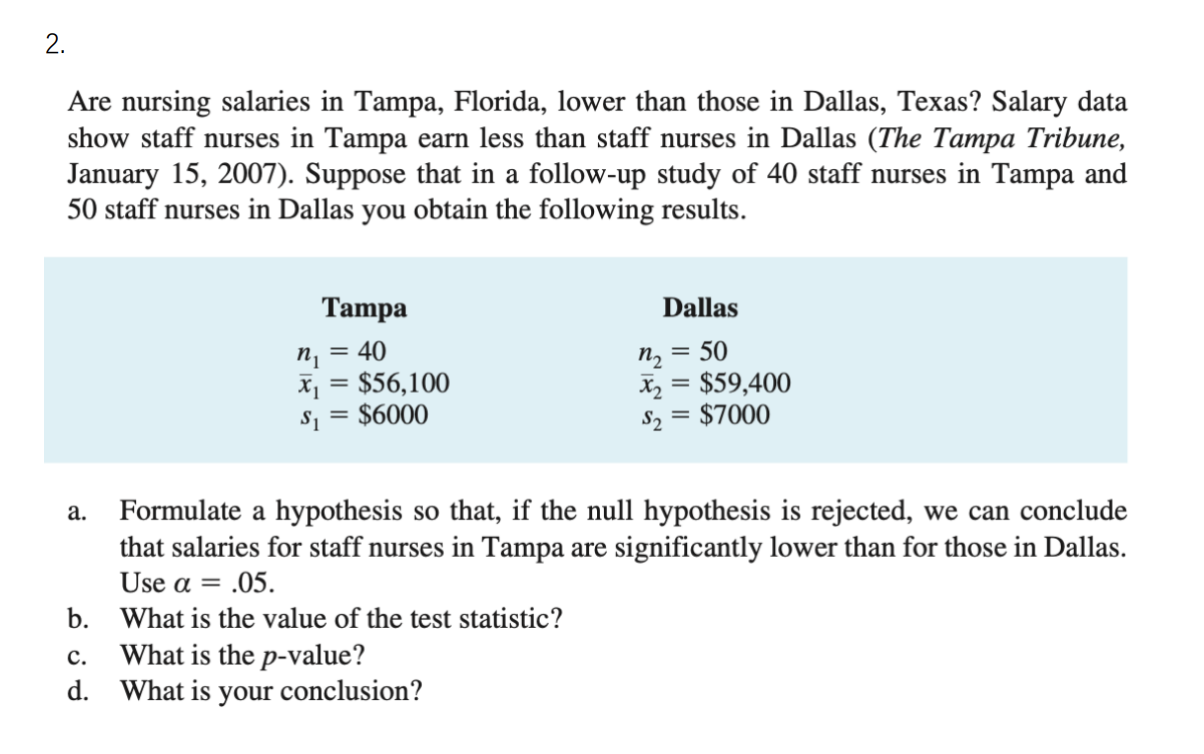 2 Are Nursing Salaries In Tampa Florida Lower Than Those In Dallas Texas Salary Data Show Staff Nurses In Tampa Ear 1