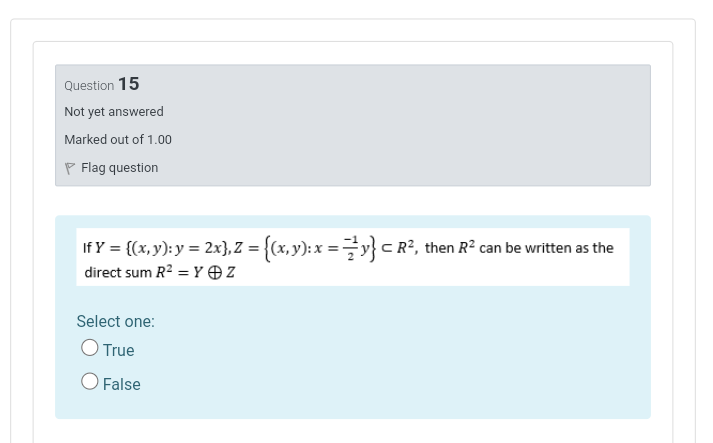 Question 15 Not Yet Answered Marked Out Of 1 00 P Flag Question If Y X Y Y 2x Z X Y X Y C R2 Then R2 1