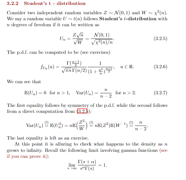 Problem 2 The Aim Of This Exercise Is To Deduce The P D F Of The Student S T Distribution T N Discussed In Lectures L 2