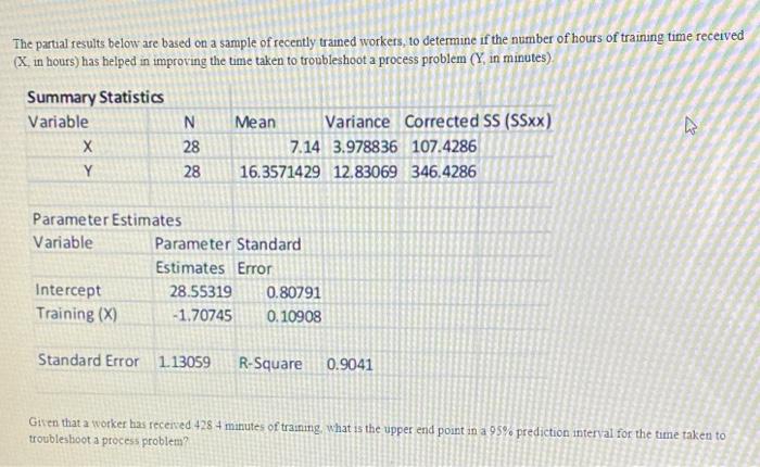 The Partial Results Below Are Based On A Sample Of Recently Trained Workers To Determine If The Number Of Hours Of Trai 1