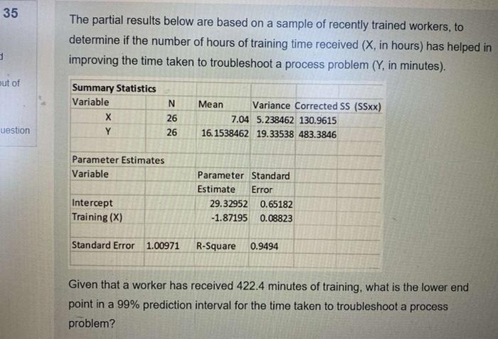 35 The Partial Results Below Are Based On A Sample Of Recently Trained Workers To Determine If The Number Of Hours Of T 1