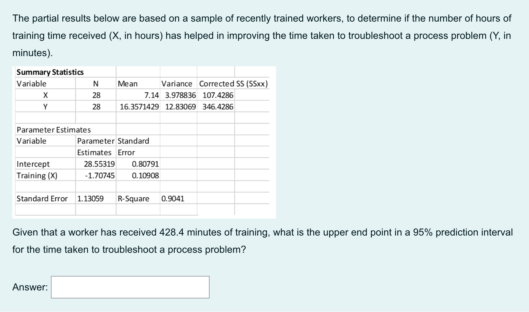 The Partial Results Below Are Based On A Sample Of Recently Trained Workers To Determine If The Number Of Hours Of Trai 1