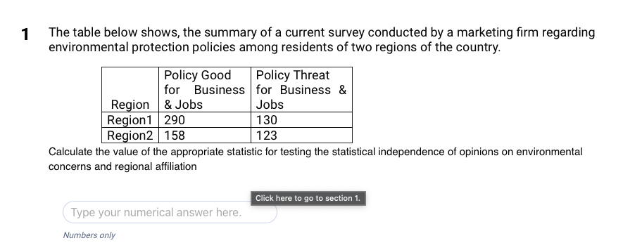 1 The Table Below Shows The Summary Of A Current Survey Conducted By A Marketing Firm Regarding Environmental Protectio 1