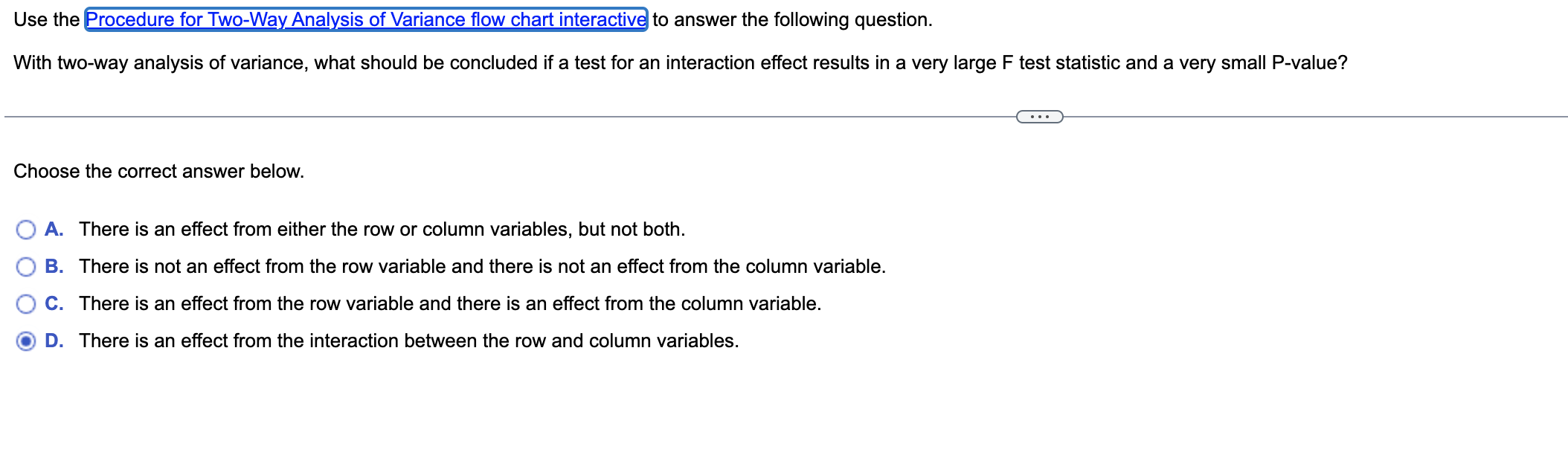Use The Procedure For Two Way Analysis Of Variance Flow Chart Interactive To Answer The Following Question With Two Way 1