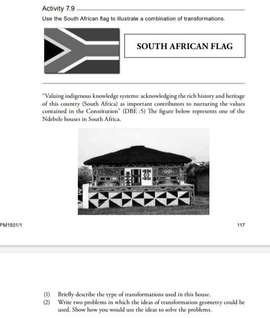 Pm1501 1 Activity 7 9 Use The South African Flag To Illustrate A Combination Of Transformations South African Flag Val 1