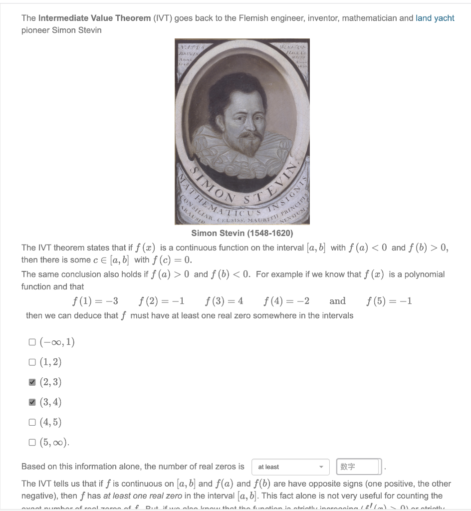 The Intermediate Value Theorem Ivt Goes Back To The Flemish Engineer Inventor Mathematician And Land Yacht Pioneer S 1