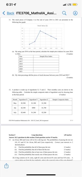 6 30 Back Ite3706 Mathslla Assi Section A Multiple Choice Questions Answer All Questions In This Section Each Ques 4