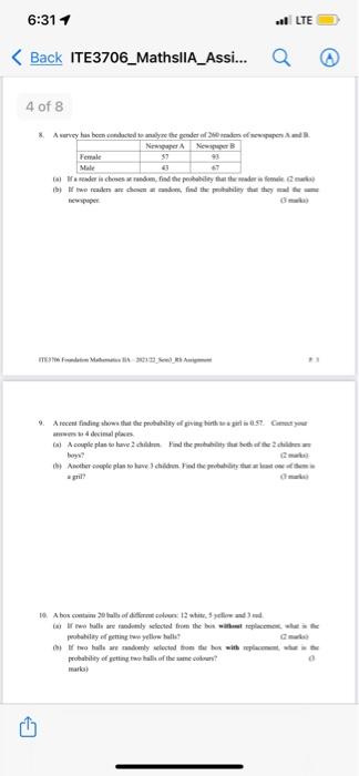 6 30 Back Ite3706 Mathslla Assi Section A Multiple Choice Questions Answer All Questions In This Section Each Ques 6