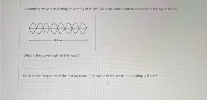 A Standing Wave Is Oscillating On A String Of Length 33 6 Cm With A Pattern As Shown In The Figure Below 33 6 M What 1