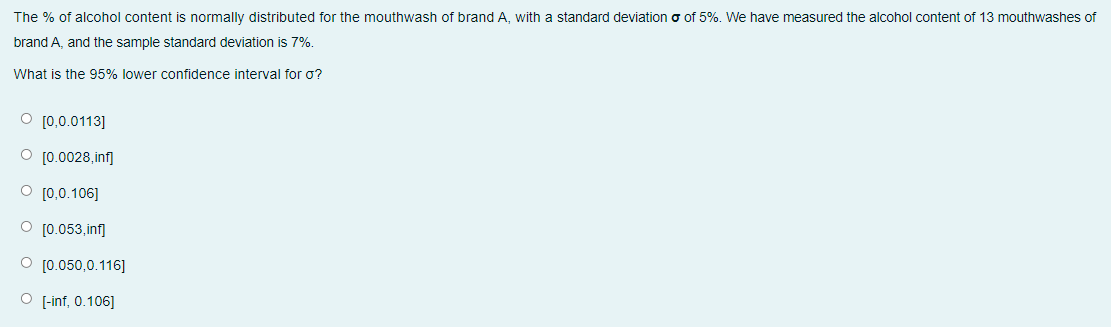 The Of Alcohol Content Is Normally Distributed For The Mouthwash Of Brand A With A Standard Deviation O Of 5 We Hav 1