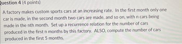 3 4 Points Use The Math Editor To Enter The Solution To The Given Recurrence Relation Paragraph V Lato Recom V An 3