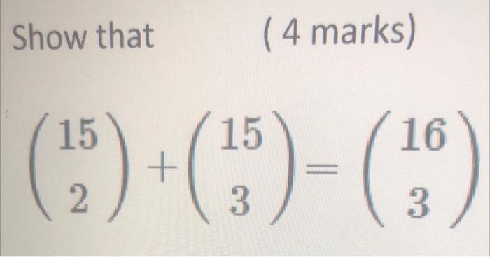 Show That 4 Marks 15 15 1 2 3 3 16 1