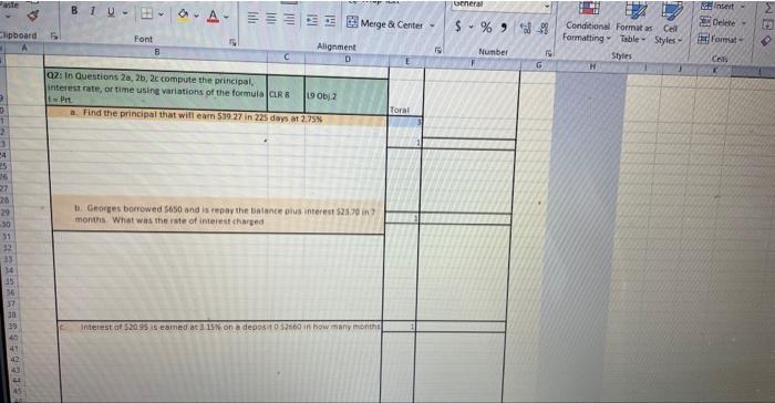 Ste 06 Oboard A G Calibri Biu Re Font 11 A A Y B V Ae F Lil Clr Compute The Principal Alignment D Question Lesson Obj 2