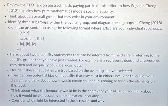 Review The Ted Talk On Abstract Math Paying Particular Attention To How Eugenia Cheng 2018 Explains How Pure Mathemat 1